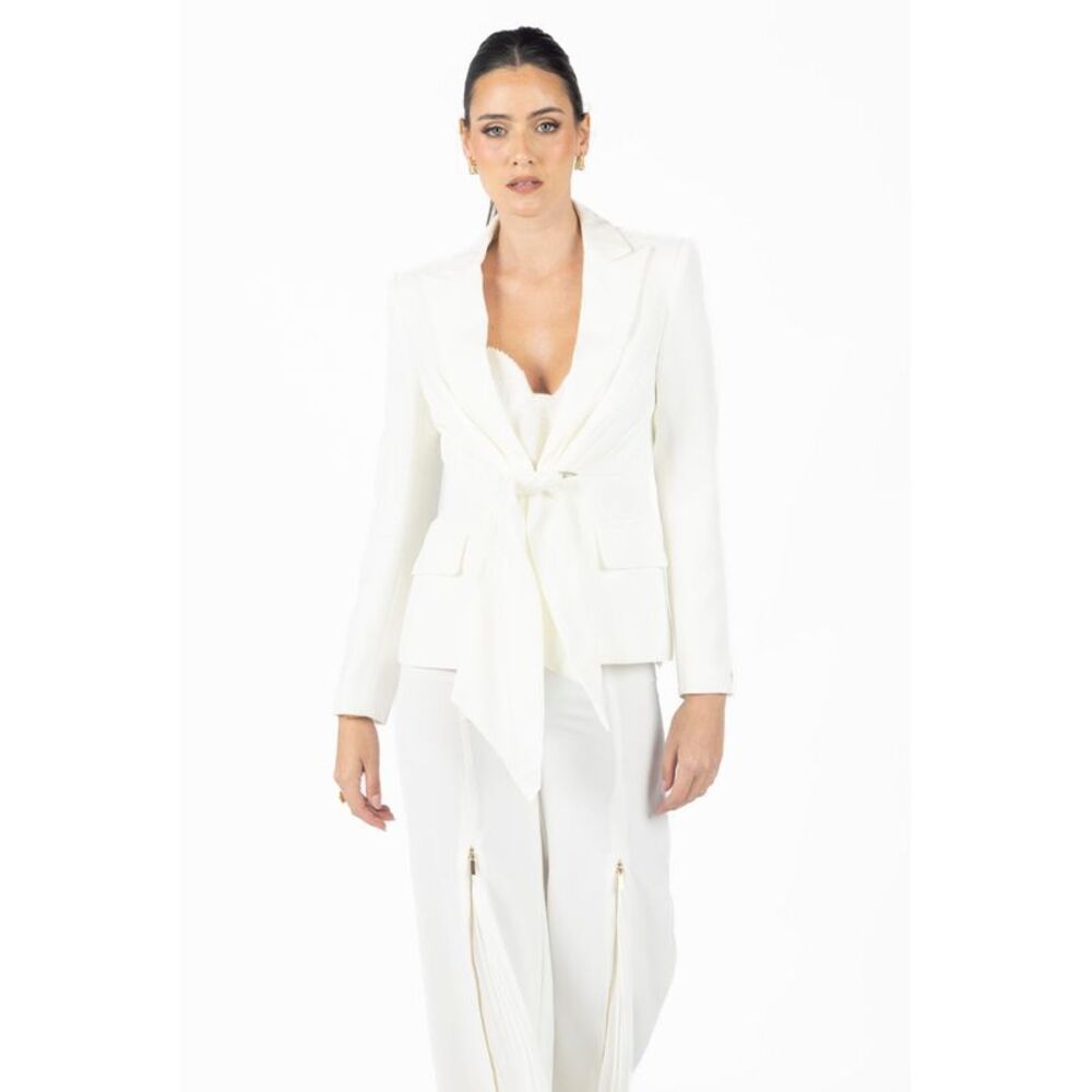 Alana White Pleated Blazer